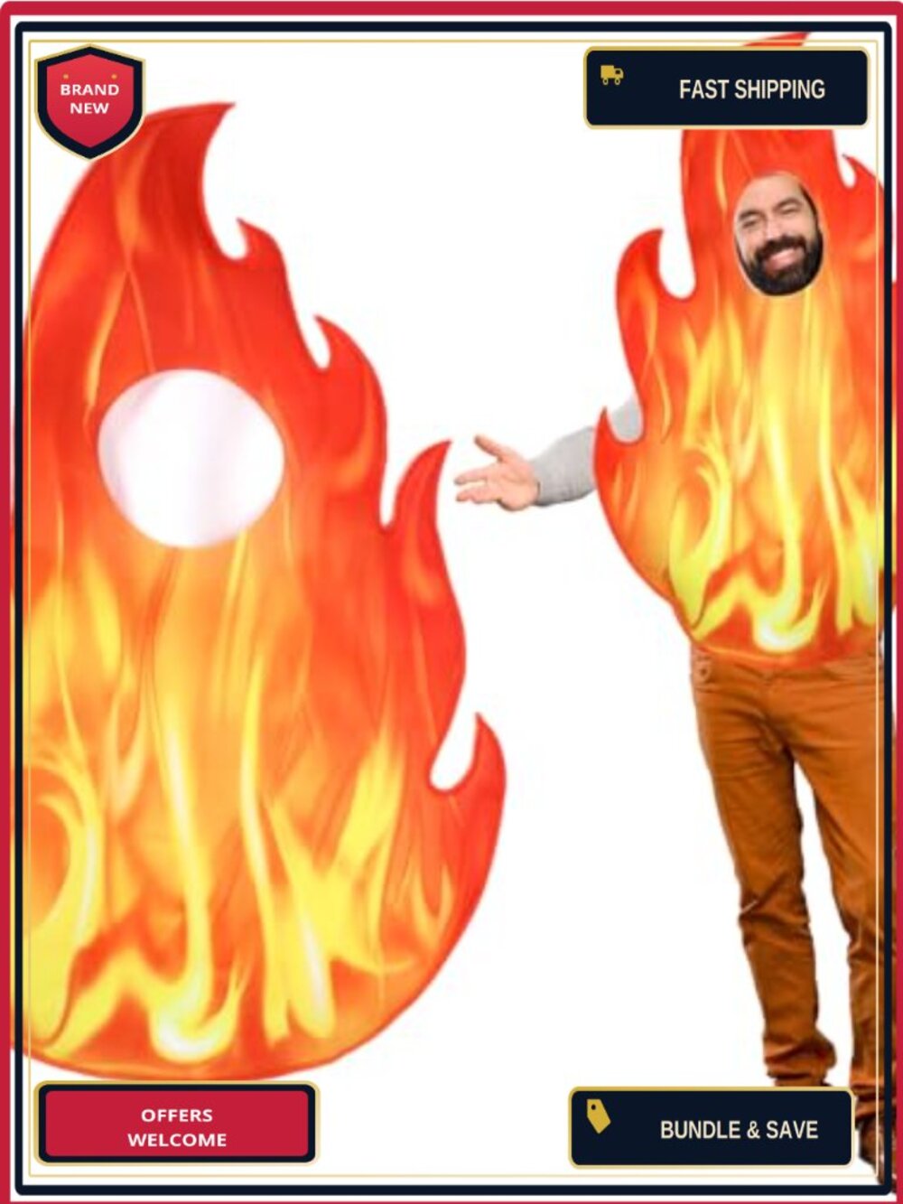 Adult Halloween Flame Fire Costume One Size Cosplay Party